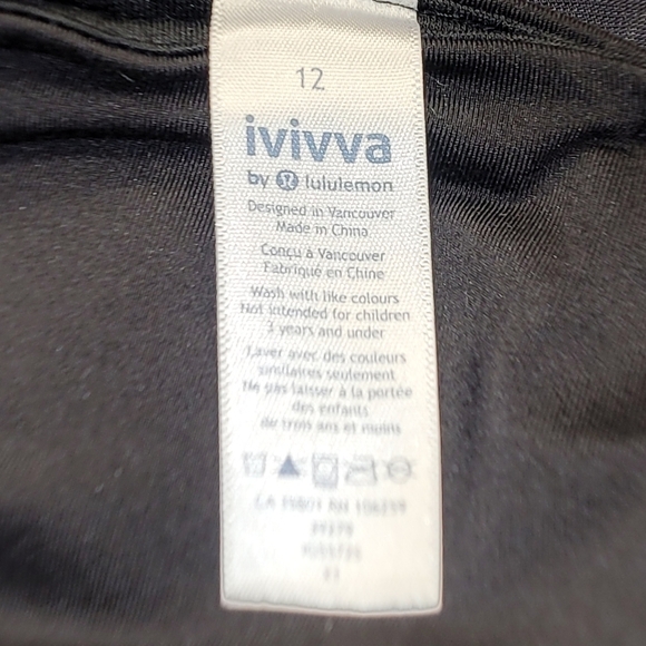 Ivivva by Lululemon BLACK clearly breezy Leggings Size 12 - Picture 12 of 15